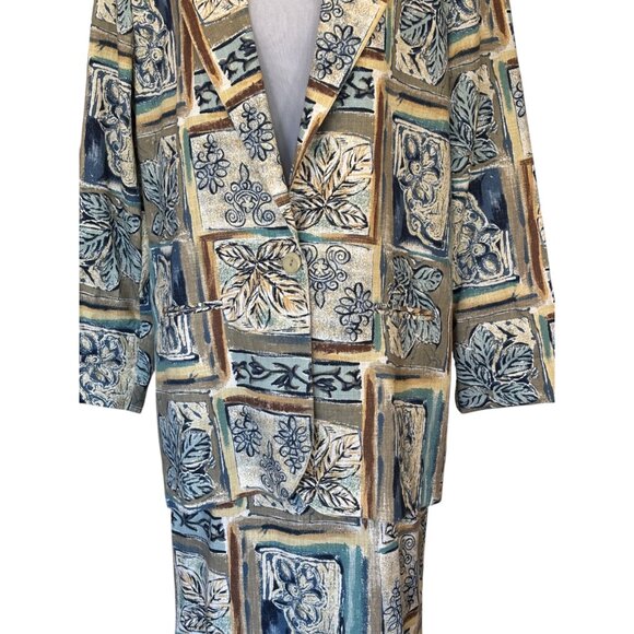 Toni Garment for CC Magic vintage 90s 2 piece Hawaiian skirt blazer suit sz 10 - Picture 3 of 13